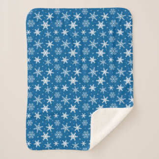 Couverture Sherpa Cute snowflakes with dots blanket blue