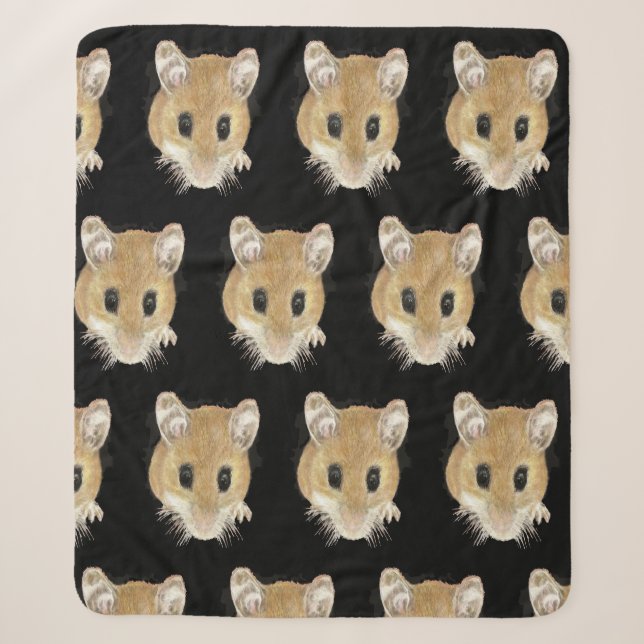Couverture Sherpa Cute Souris Curieux Amusant Animal Aquarelle Art (Devant)