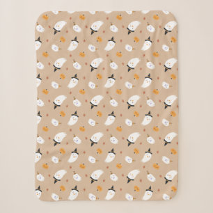 Couverture Sherpa Cute Tan Ghost et Citrouille Sherpa Blanket
