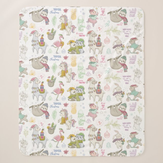 Couverture Sherpa Cute Tropical Christmas Sherpa Blanket (Devant)