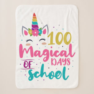 Couverture Sherpa Cute Unicorn 100 Jours Magiques De L'École