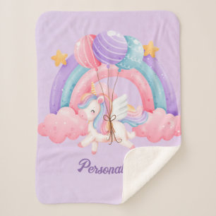 Couverture Sherpa Cute Unicorn Arc-en-ciel coloré enfants Personnali
