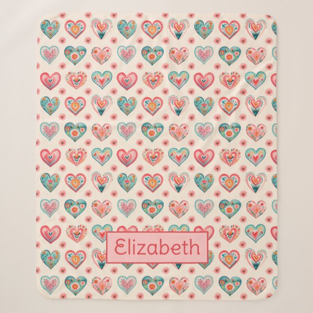 Couverture Sherpa Cute Valentine Motif de coeur (Devant)