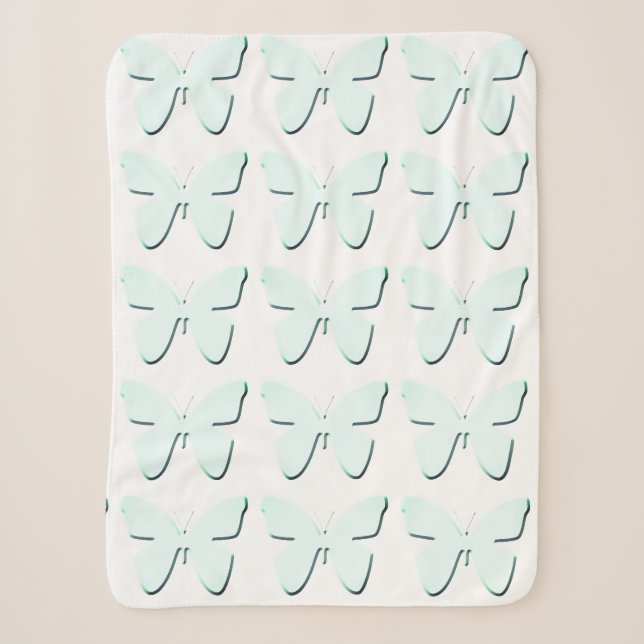 Couverture Sherpa Cyan Butterflies Sherpa Blanket (Devant)