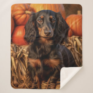 Couverture Sherpa Dachshund d'automne