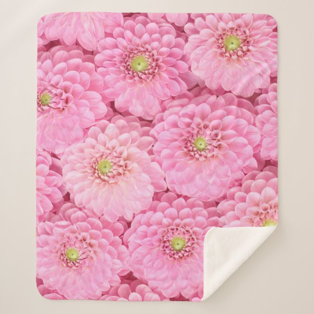 Couverture Sherpa Dahlia rose : vue supérieure des fleurs (Devant)