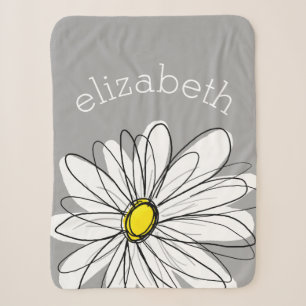 Couverture Sherpa Daisy tendance avec gris et jaune