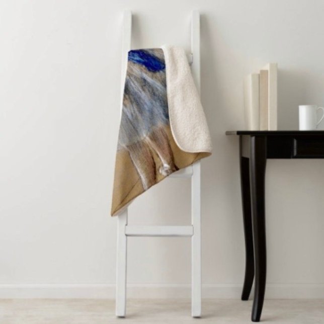 Couverture Sherpa Danseuse de Dega avec ruban bleu (Créateur téléchargé)