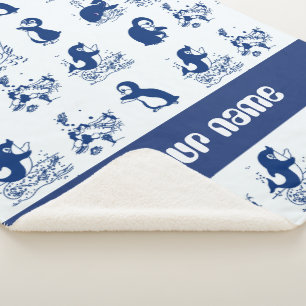 Couverture Sherpa Dauphin, baleines et pingouins