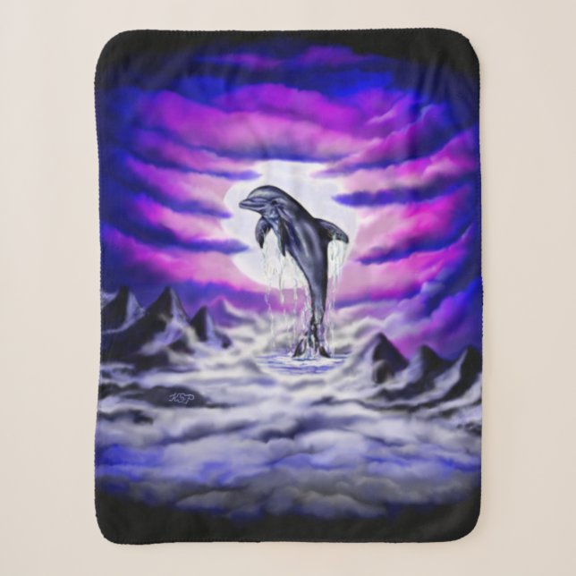 Couverture Sherpa Dauphin clair de lune (Devant)