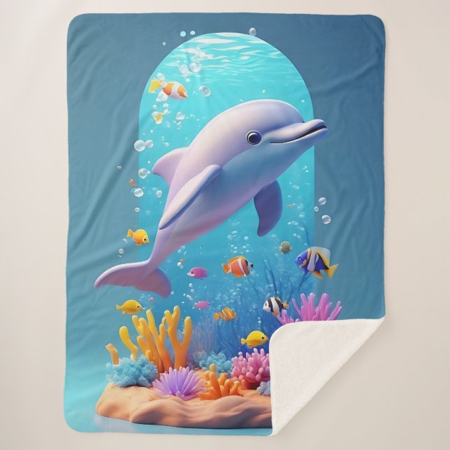Couverture Sherpa Dauphin joyeux au milieu des poissons tropicaux co (Devant)