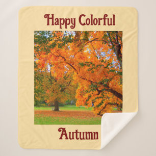 Couverture Sherpa d'Automne Colorée et Heureuse