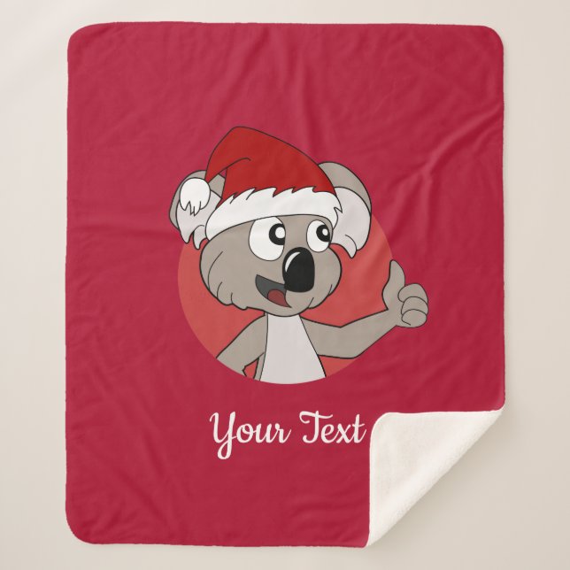 couverture sherpa de dessin animé koala de Noël (Devant)