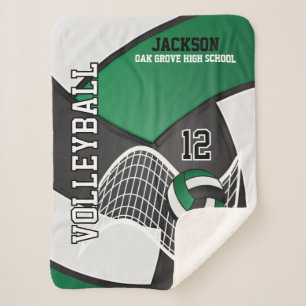 Couverture Sherpa 🏐 de volley-ball en noir, vert et blanc