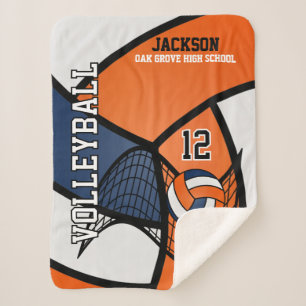 Couverture Sherpa 🏐 de volleyball en bleu marine, orange et blanc