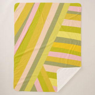 Couverture Sherpa Décor Dopamine Rétro Rayures Rose Vert Prépa