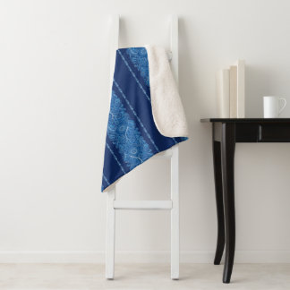 Couverture Sherpa Décoration Bleue et Blanche
