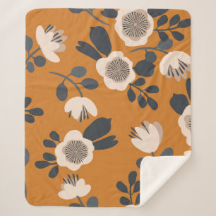 Couverture Sherpa Délicat motif végétal Vintage