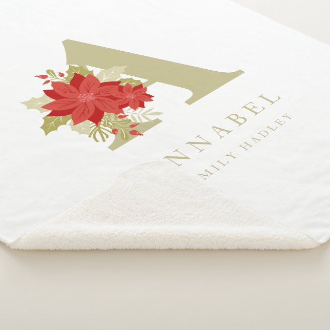 Couverture Sherpa  Delicate Poinsettias A Initial Christmas Girl Gif (3/4)