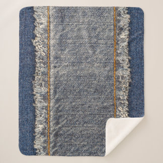 Couverture Sherpa Denim Blue Jeans : Décontracté Double Patch