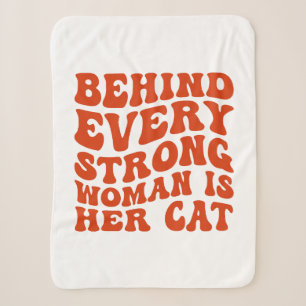 Couverture Sherpa Derrière chaque femme forte se trouve son chat