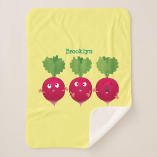 Couverture Sherpa Des radis mignons chantant des légumes de dessin a