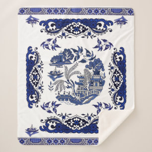 Couverture Sherpa Design classique de saule bleu