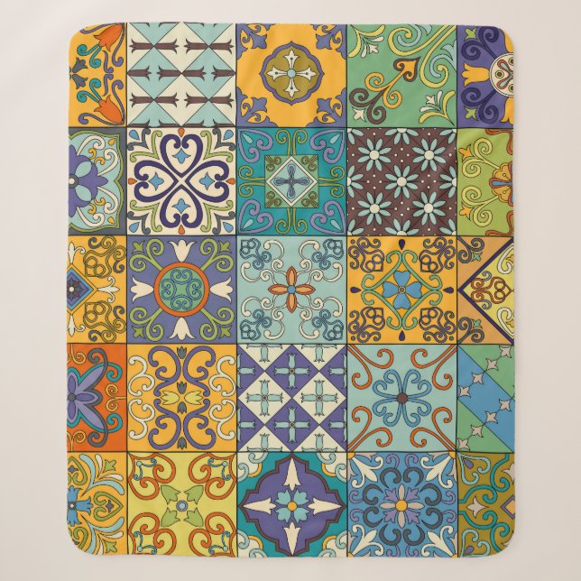 Couverture Sherpa Design de carreaux Talavera portugais (Devant)