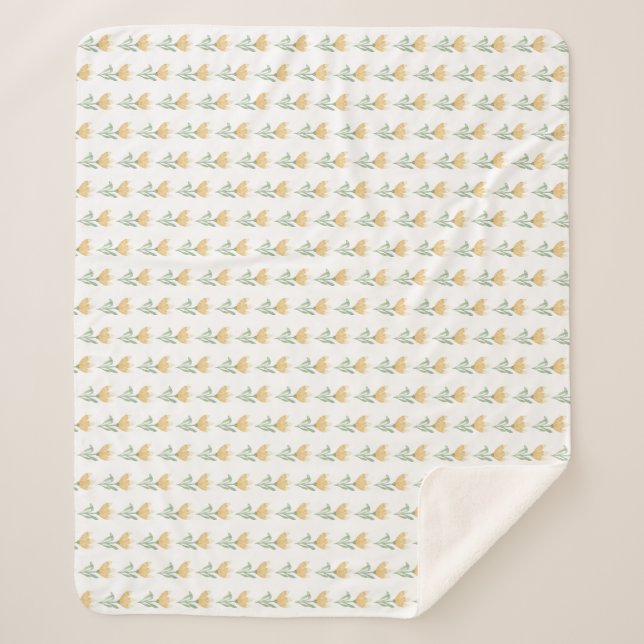 Couverture Sherpa Design floral jaune (Devant)