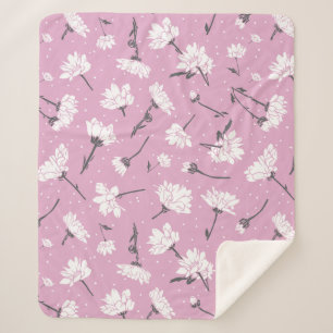 Couverture Sherpa Design Floral Rose - Art Fleur Élégant