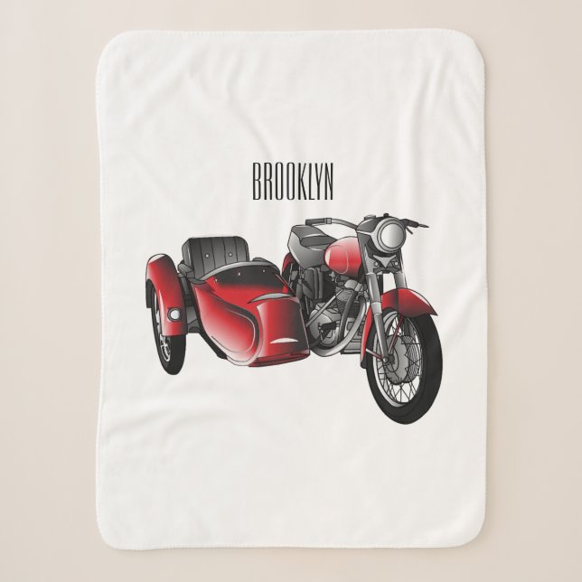 Couverture Sherpa dessin animé de la moto Sidecar (Devant)