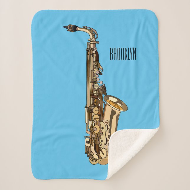 Couverture Sherpa dessin animé saxophone (Devant)