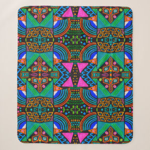 Couverture Sherpa Dessin artistique africain. Motif aztèque sans cou
