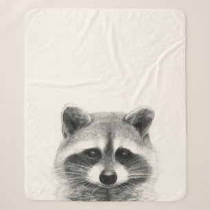 Couverture Sherpa Dessin au crayon de Raccoon