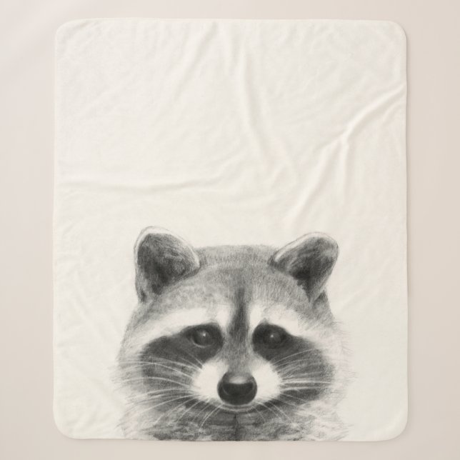 Couverture Sherpa Dessin au crayon de Raccoon (Devant)
