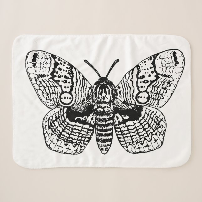 Couverture Sherpa Dessin Brahmin moth (Devant (Horizontal))