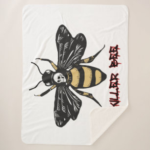 Couverture Sherpa Dessin d'abeille vintage