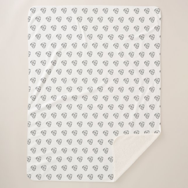 Couverture Sherpa dessin de bulle simple amoureux de les chiens noir (Devant)