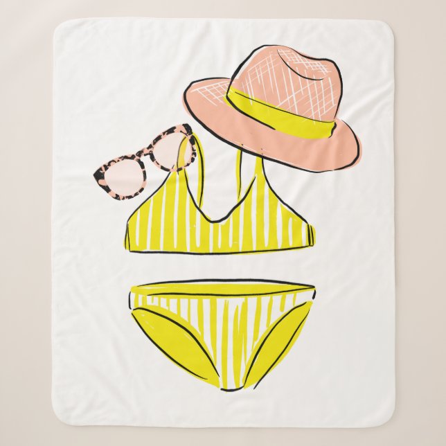 Couverture Sherpa Détendez-vous au soleil - maillot de bain jaune (Devant)