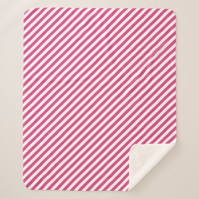 Couverture Sherpa Diagonal pink and white stripes pattern (Devant)