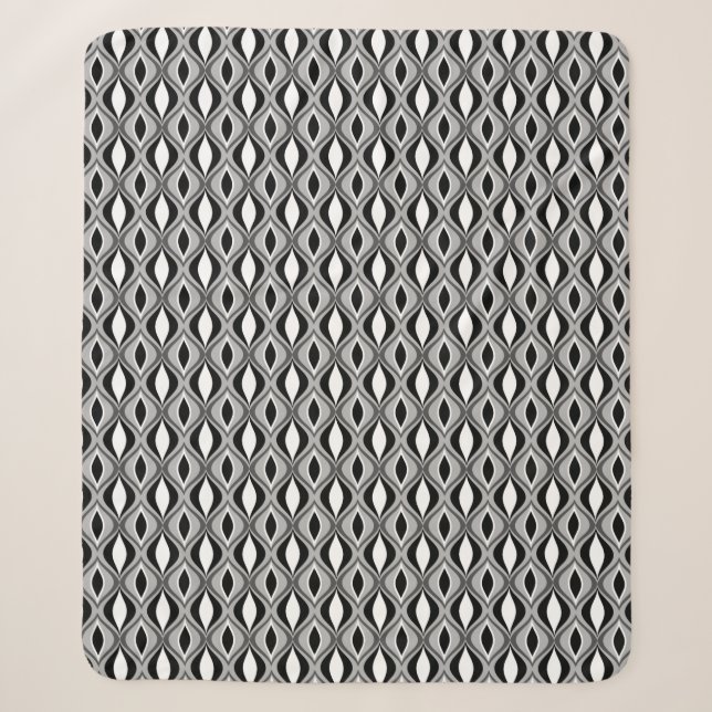 Couverture Sherpa Diamants modernes du milieu du siècle, noirs, blan (Devant)