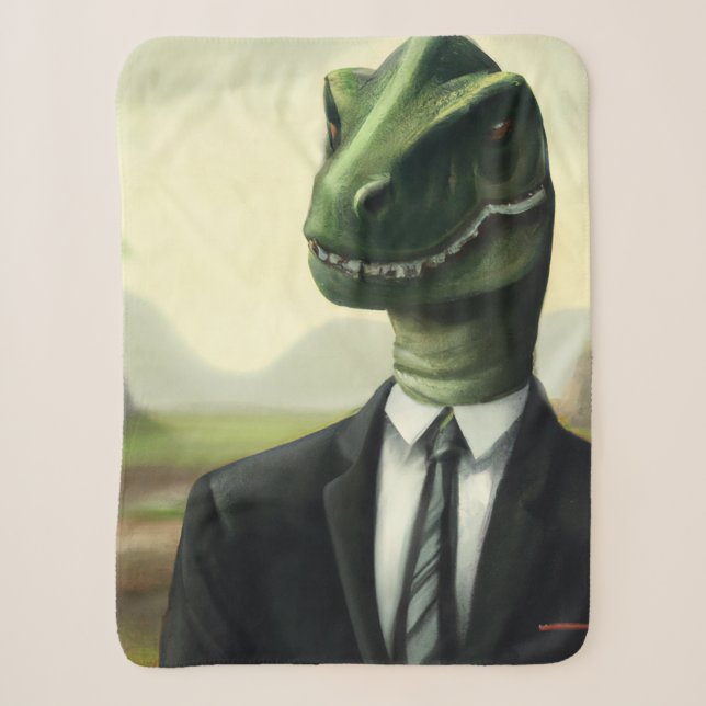Couverture Sherpa Dinosaure préhistorique Homme d'affaires, Amusant  (Devant)