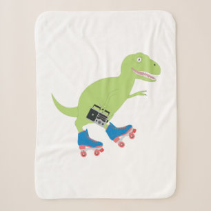 Couverture Sherpa Dinosaure Roller Skating Radio