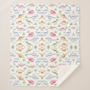 Couverture Sherpa Dinosaure rose fête d'anniversaire, Filles Dinosau