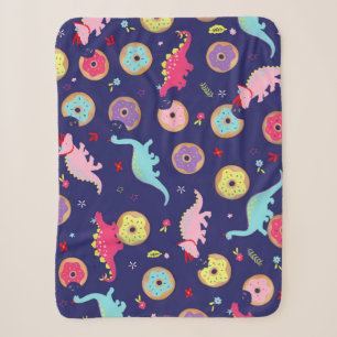 Couverture Sherpa Dinosaures et beignets Sherpa Blanket