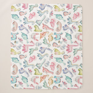Couverture Sherpa Dinosaures mignons, motif d'aquarelle pour enfants