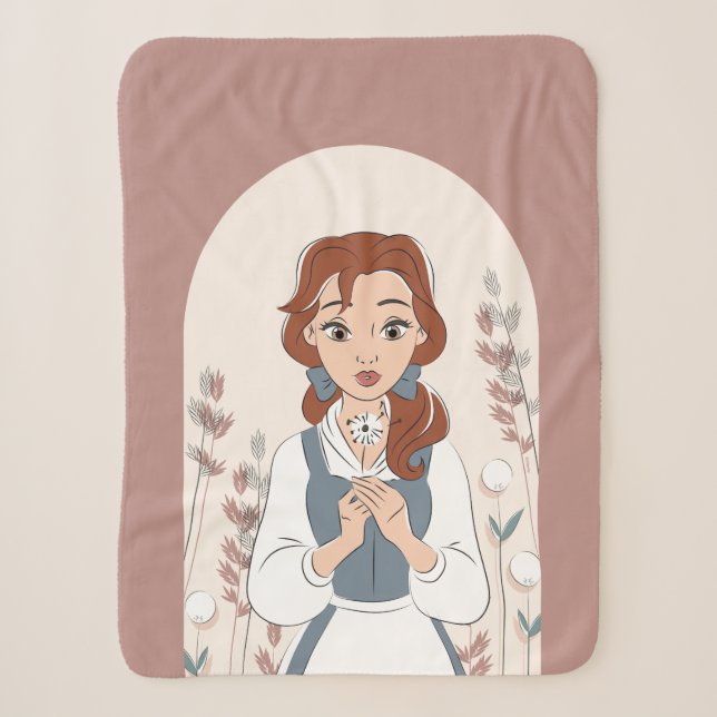 Couverture Sherpa Disney personnalisé | Belle dans le jardin (Devant)
