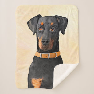 Couverture Sherpa Doberman Pinscher Peinture non découpée Art origin
