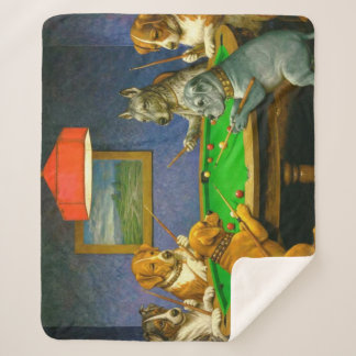 Couverture Sherpa Dogs Playing Snooker Billiards Fun Spoof