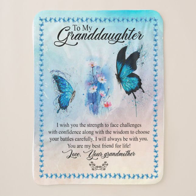 Couverture Sherpa Don Grandgirl| Amour Grand-mère Groupe familial (Devant)